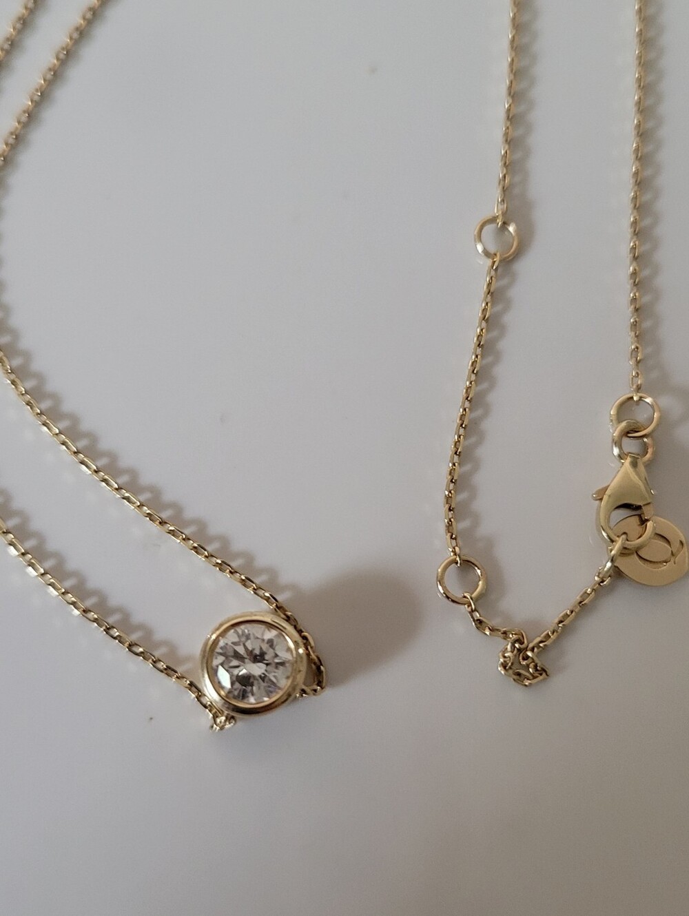 14k Gold Solitaire Lab Grown Diamond Necklace - Picture 8 of 10